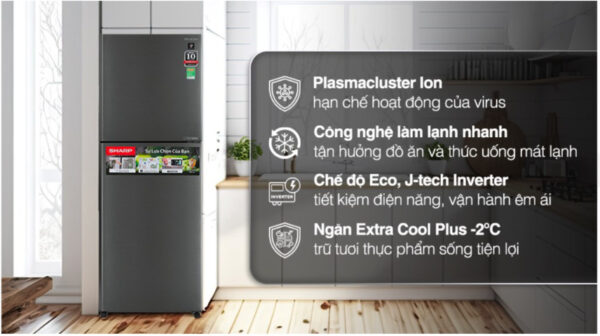 Tủ lạnh Sharp Inverter 360 lít SJ-XP382AE-DS