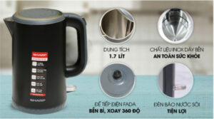 Bình đun siêu tốc Sharp 1.7 lít EKJ-17EVPS-BK