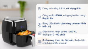 Nồi chiên không dầu Sharp KF-AF68EPV-BK 6.8 lít