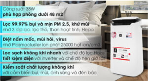 Máy lọc không khí Sharp FP-J60E-W 38W
