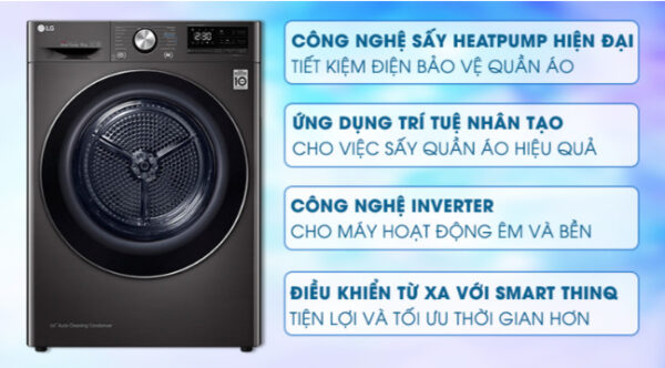 Máy sấy bơm nhiệt LG 9 kg DVHP09B