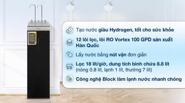 Máy lọc nước RO nóng nguội lạnh Hydrogen Kangaroo Sumire KG12A8 12 lõi