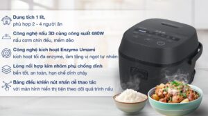 Nồi cơm điện tử Toshiba 1 lít RC-10DR5UVN(H)