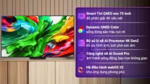 Smart Tivi QNED evo LG AI 4K 75 inch 75QNED86ASA