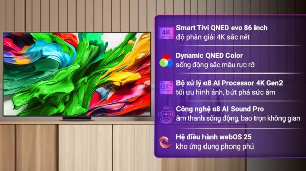 Smart Tivi QNED evo LG AI 4K 86 inch 86QNED86ASA