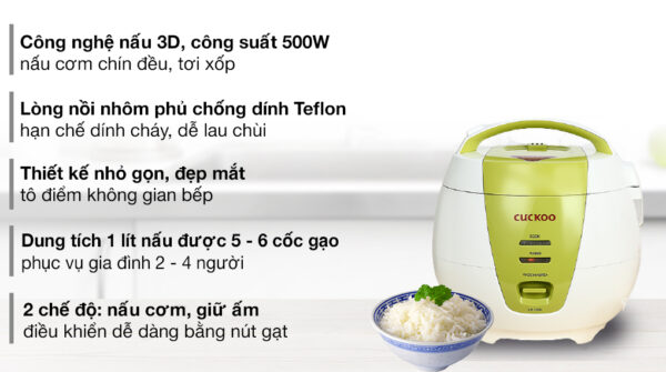 Nồi cơm nắp gài Cuckoo 1 lít CR-0661/GRVNCV