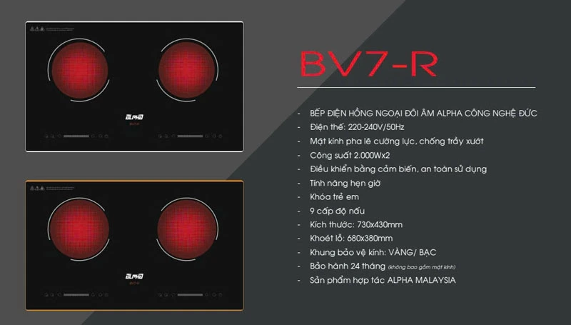 Bếp hồng ngoại đôi Alpha BV7-R