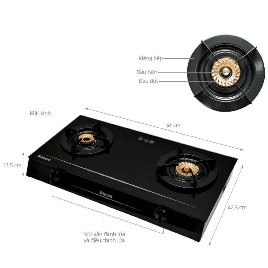 BẾP GAS RINNAI RV-6DOUBLE GLASS(L) - Ảnh 2