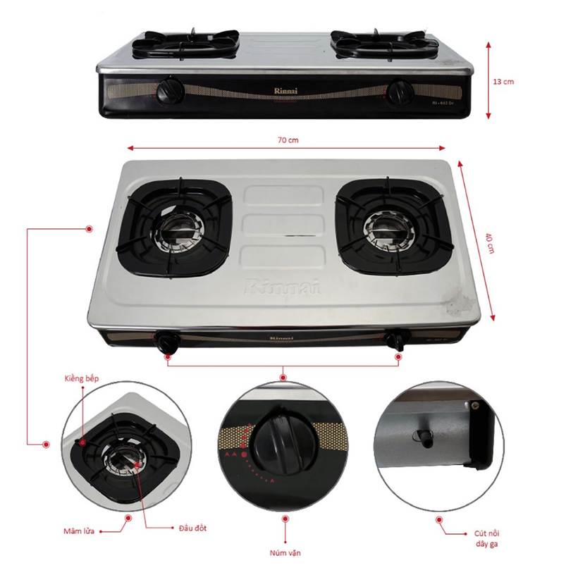 Bếp gas Rinnai RI-602DI - Ảnh 3