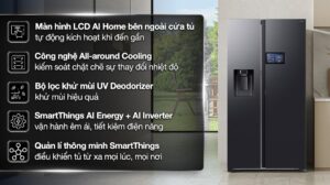 Tủ lạnh Samsung Inverter 615 lít Side By Side AI Home RS90F65D2FSV