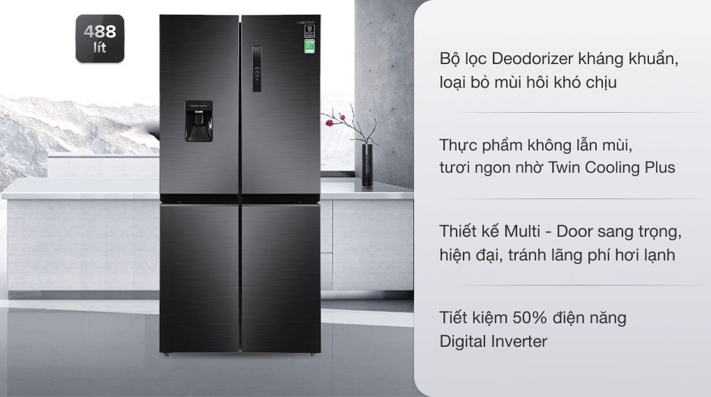 Tủ lạnh Samsung Inverter 488 lít Multi Door RF48A4010B4/SV