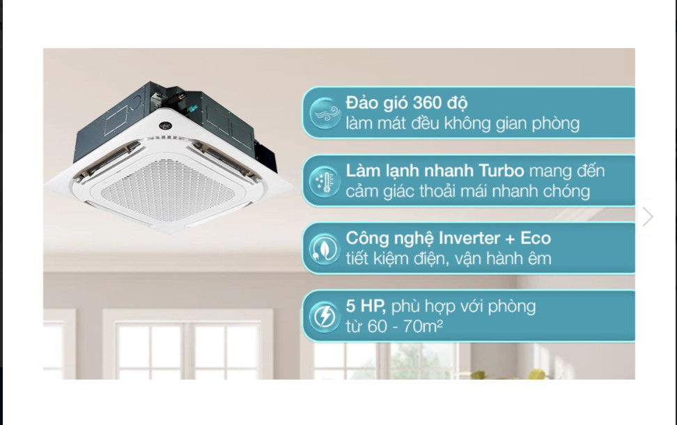 Máy lạnh âm trần 2 chiều Midea 5 HP MCD1-50HRDN1