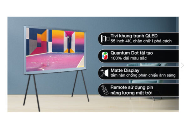 Smart Tivi Kiểu Chữ I Có Chân The Serif QLED Samsung 4K 55 inch QA55LS01BB