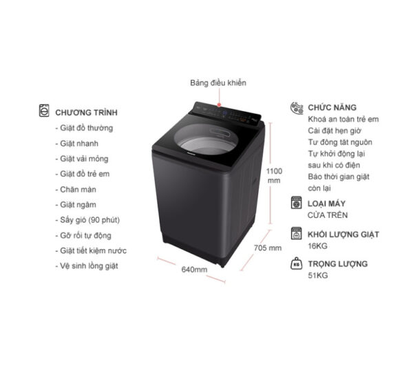 Máy giặt Panasonic Inverter 16 kg NA-FD16V1BRV