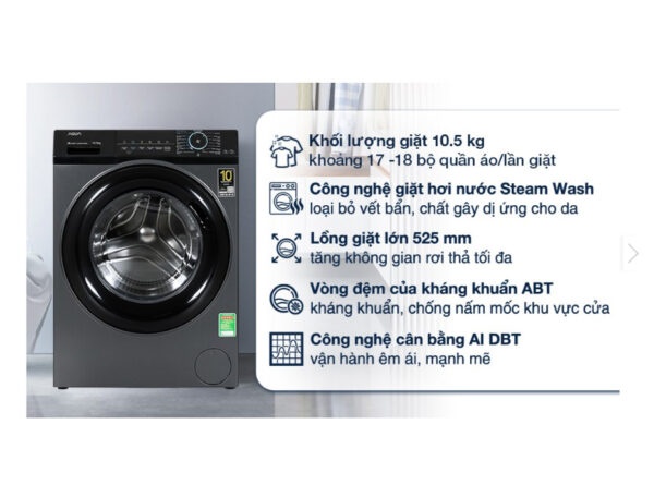 Máy giặt Aqua Inverter 10.5 kg AQD-A1052J BK