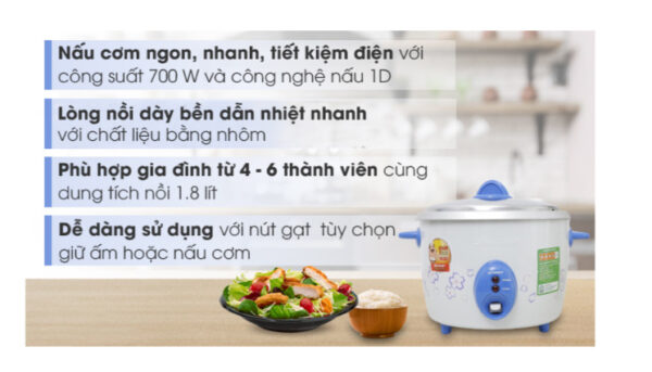 Nồi cơm nắp rời Sharp 1.8 lít KSH-D19V