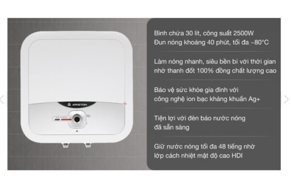 Máy nước nóng gián tiếp Ariston 30 lít 2500W AN2 30 RS 2.5 FE