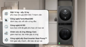 Tháp giặt sấy LG WashTower Inverter giặt 14 kg - sấy 10 kg WT1410NHB