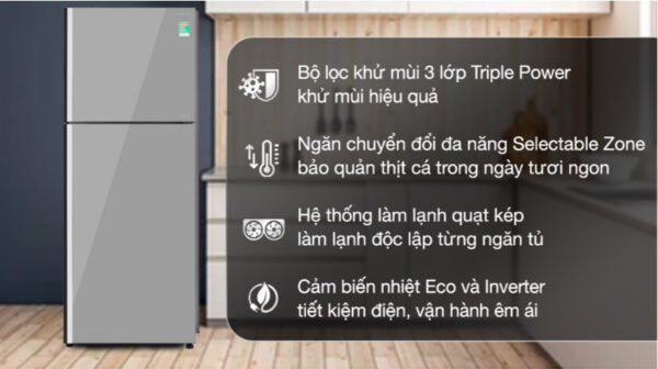 Tủ lạnh Hitachi Inverter 366 lít R-FVX480PGV9 MIR