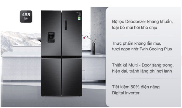 Tủ lạnh Samsung Inverter 488 lít Multi Door RF48A4010B4/SV