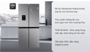 Tủ lạnh Samsung Inverter 488 lít Multi Door RF48A4010M9/SV