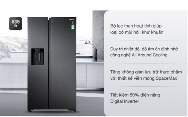 Tủ lạnh Samsung Inverter 635 lít Side By Side RS64R5301B4/SV