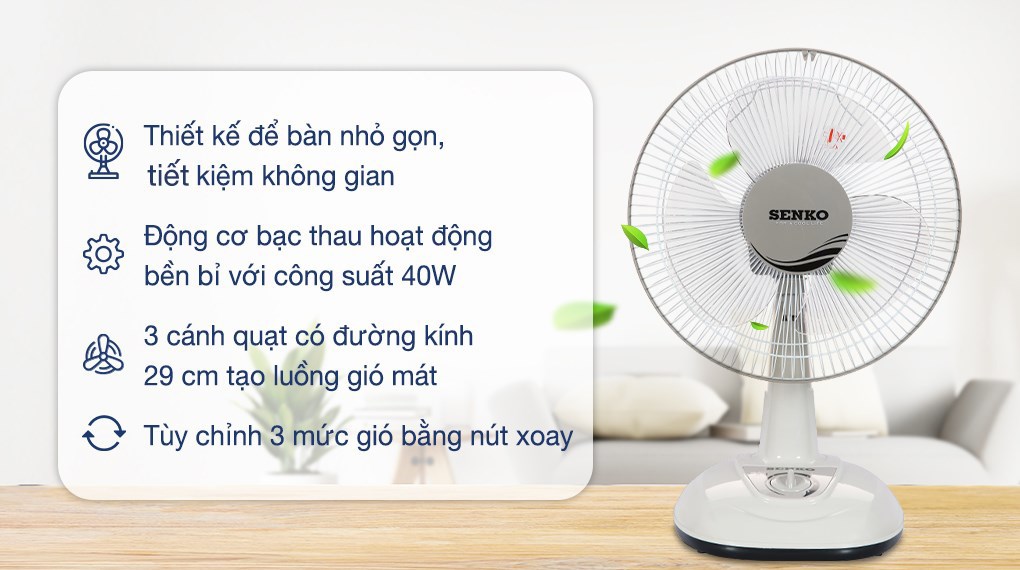 Quạt bàn Senko 3 cánh 40W B1213 - Ảnh 6
