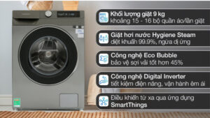 Máy giặt Samsung Inverter 9 kg WW90T634DLN/SV
