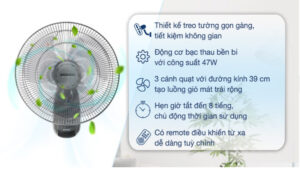 Quạt treo tường Senko 3 cánh TR1628 47W