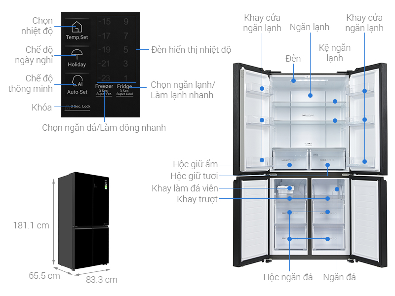 Tủ lạnh Aqua Inverter 469 lít Multi Door AQR-M560XA(GL) - Ảnh 5