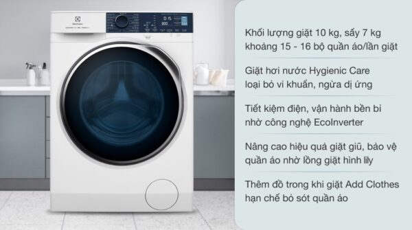 Máy giặt sấy Electrolux UltimateCare 500 Inverter giặt 10 kg - sấy 7 kg EWW1024P5WB