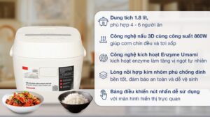 Nồi cơm điện tử Toshiba 1.8 lít RC-18DR5UVN(W)