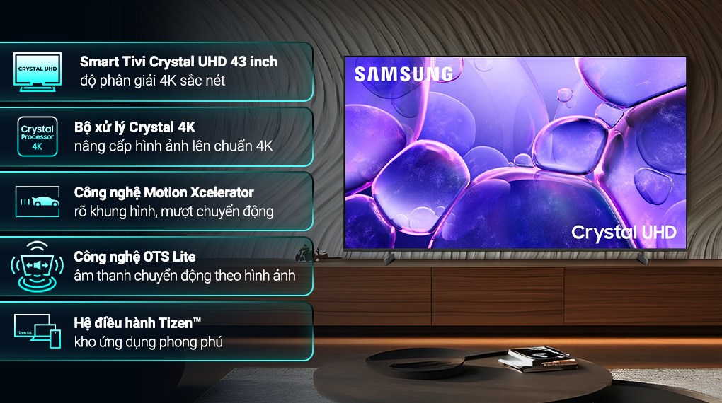 Smart Tivi Samsung 4K 43 inch 43U8500 Crystal UHD
