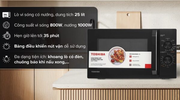 Lò vi sóng có nướng Toshiba MW3-MG25PE(BK) 25 lít