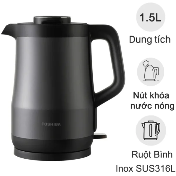 Bình Đun Siêu Tốc Chống Tràn Toshiba KT-15DRTVN(H) 1.5 Lít