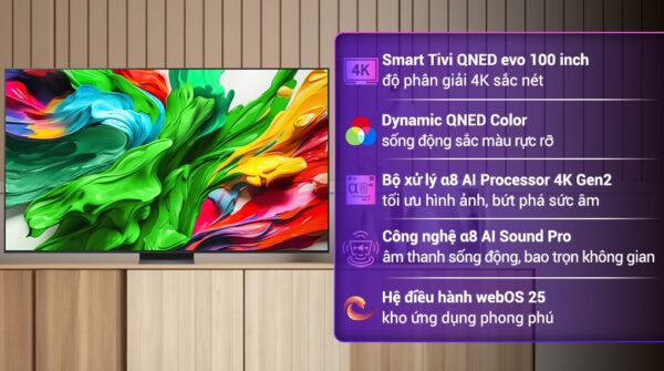 Smart Tivi QNED evo LG AI 4K 100 inch 100QNED86AS