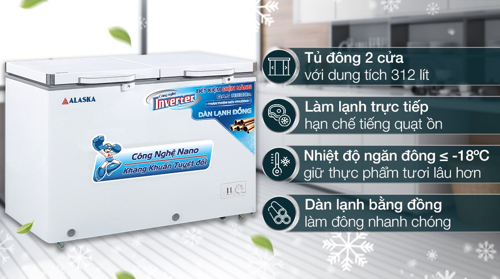 Tủ đông Alaska Inverter 312 lít BCD 5068CI