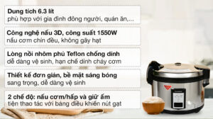 Nồi cơm công nghiệp nắp gài Cuckoo 6.3 lít CR-3521/BKSTVNCV