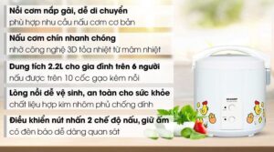 Nồi cơm nắp gài Sharp 2.2 lít KS-223TJV-CH