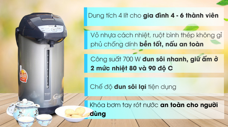 Bình thuỷ điện Sharp KP-Y40PV 4 lít