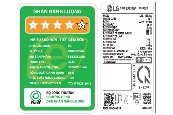Tủ lạnh LG Inverter 335 lít LTB33BLMA - Ảnh 3