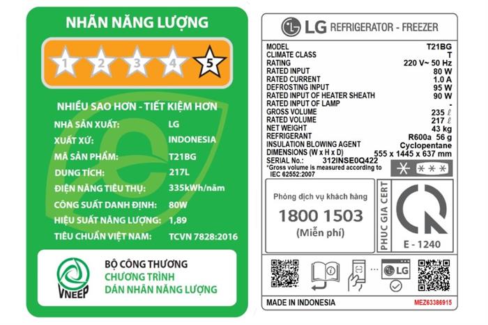Tủ lạnh LG Inverter 217 lít T21BG - Ảnh 3
