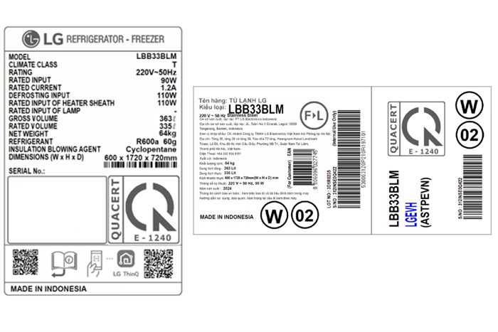 Tủ lạnh LG Inverter 335 lít LBB33BLM - Ảnh 5
