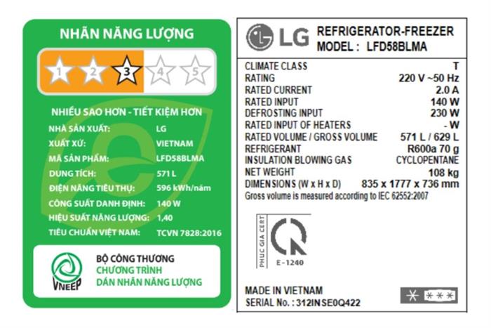 Tủ lạnh LG Inverter 571 lít Multi Door LFD58BLMA - Ảnh 4