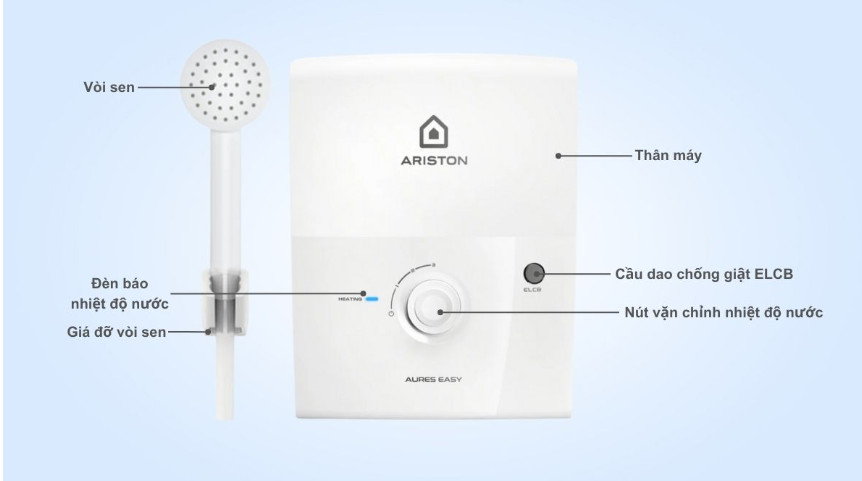 Máy Nước Nóng Trực Tiếp Ariston AURES EASY 3.5 (không bơm) - Ảnh 3
