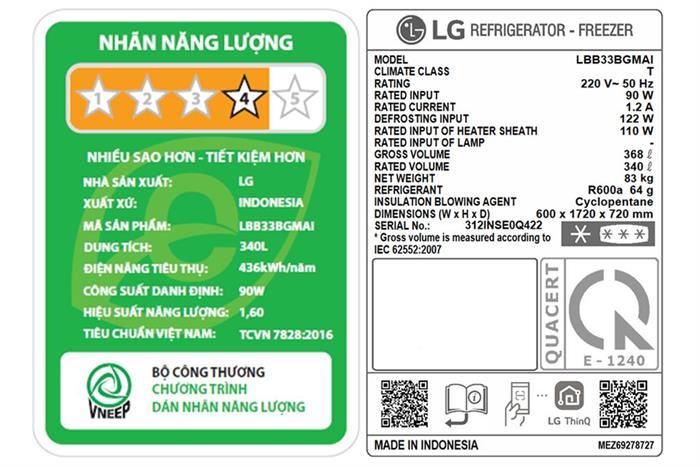 Tủ lạnh LG Inverter 340 lít InstaView LBB33BGMAI - Ảnh 6