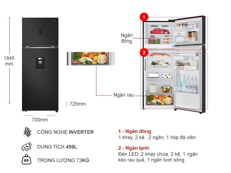 Tủ lạnh LG Inverter 459 lít LTD46BLMA - Ảnh 5
